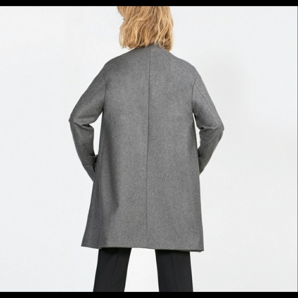 Zara Cocoon Wool Coat in Gray M - Picture 3 of 10